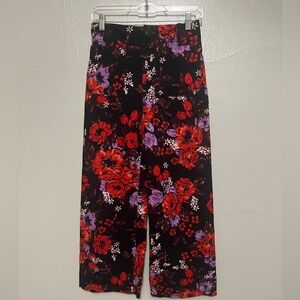 Anthropologie Maeve 27 The Colette Cropped Wide-Leg Velvet Pants Floral NWOT